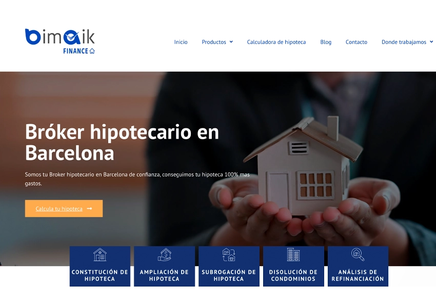 Bròker hipotecari a Barcelona promocionat per una Agència SEO amb serveis personalitzats.
